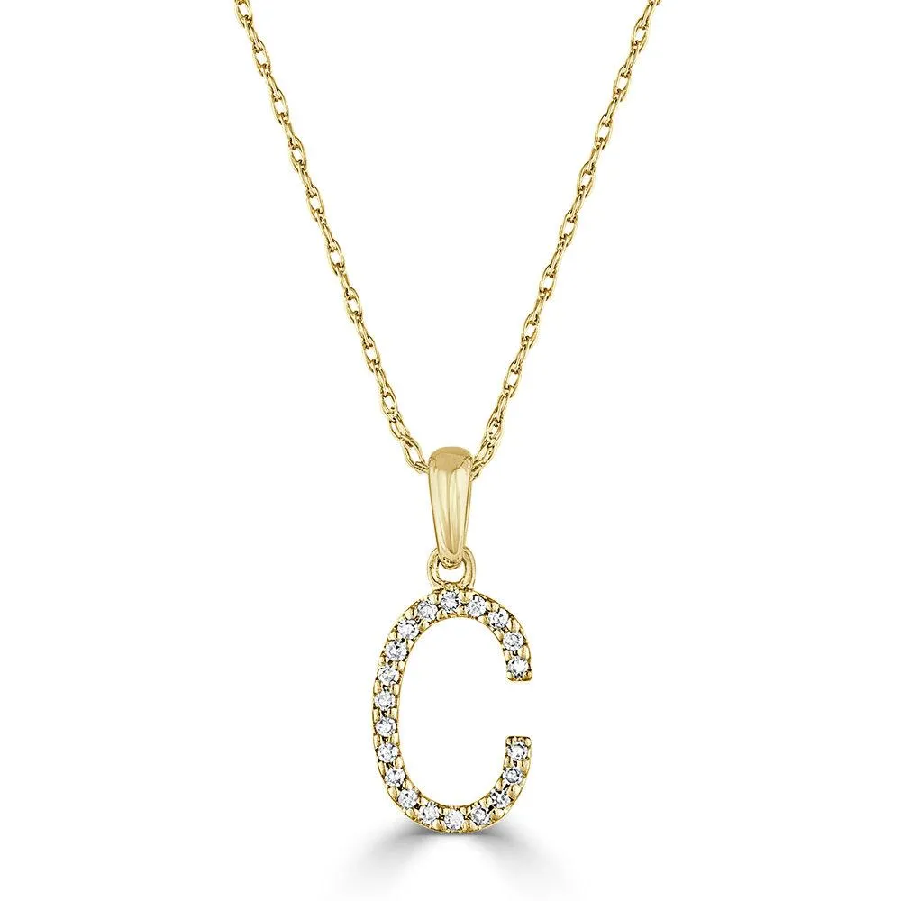 14k Gold & Diamond Initial Necklace