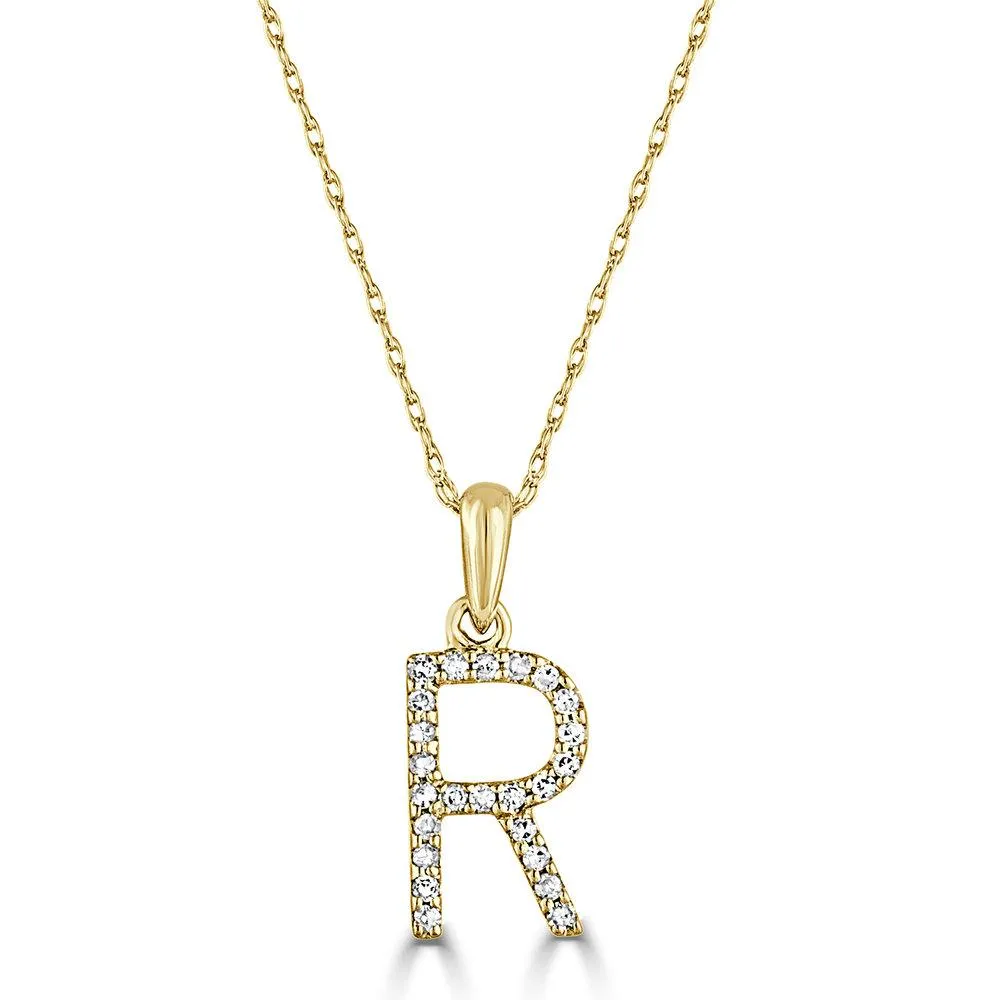 14k Gold & Diamond Initial Necklace