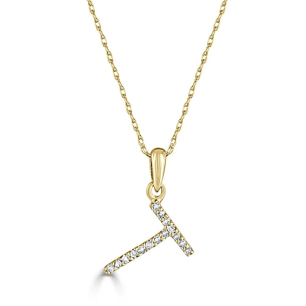 14k Gold & Diamond Initial Necklace