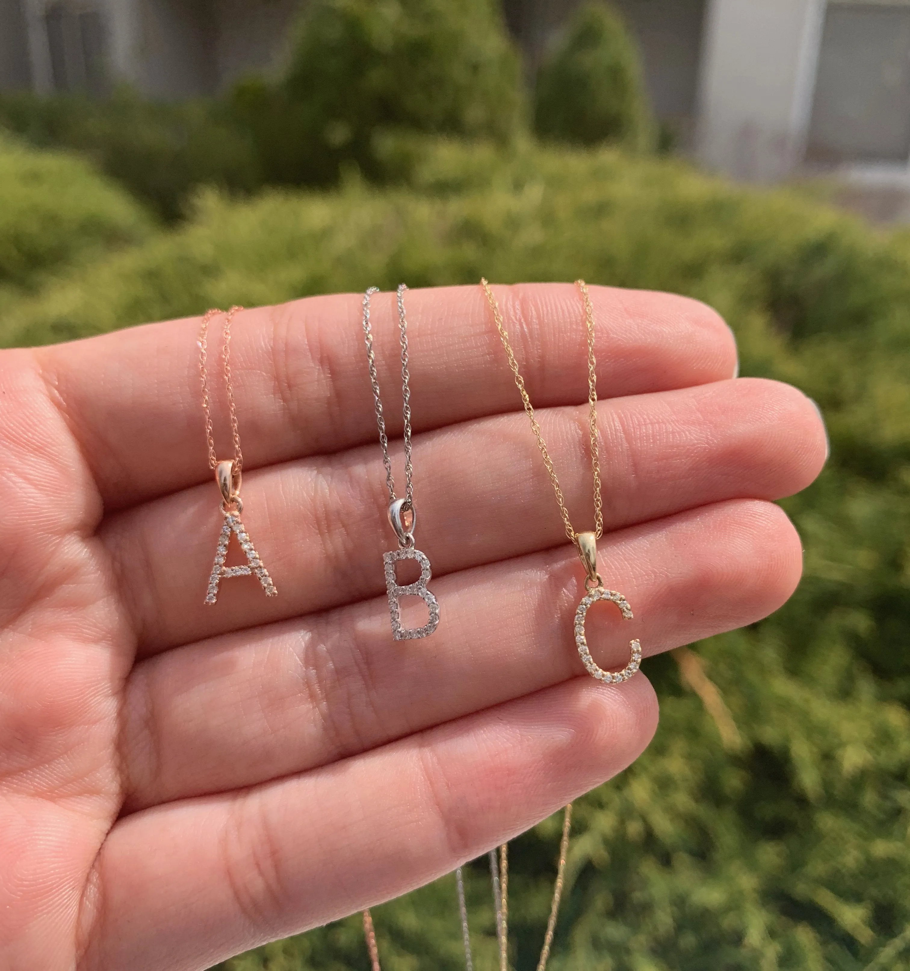 14k Gold & Diamond Initial Necklace