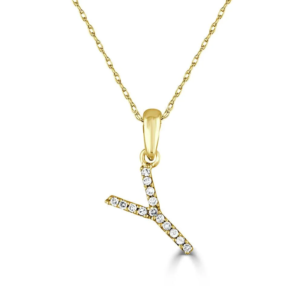 14k Gold & Diamond Initial Necklace