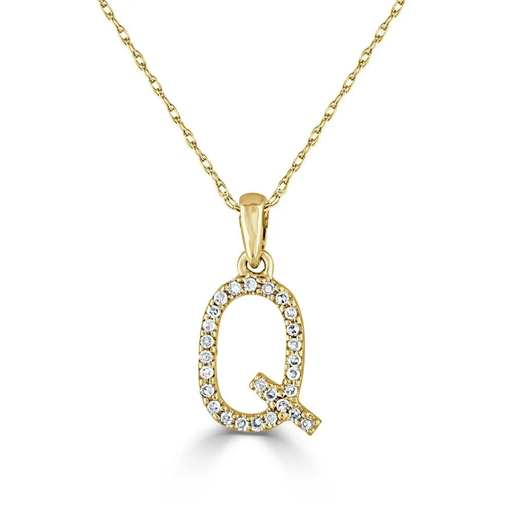 14k Gold & Diamond Initial Necklace