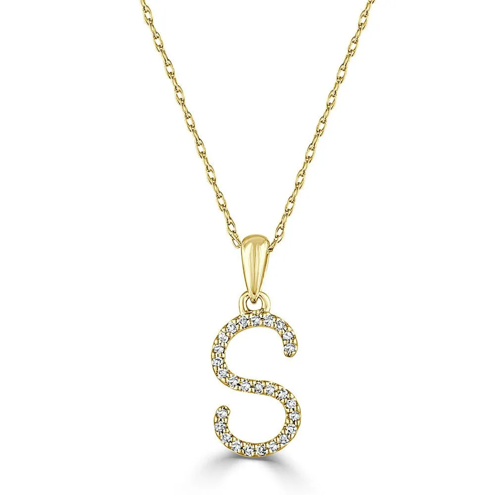 14k Gold & Diamond Initial Necklace