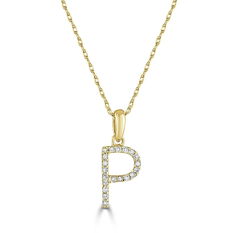 14k Gold & Diamond Initial Necklace