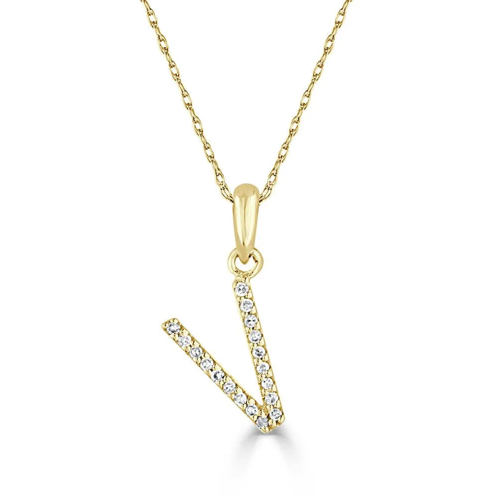 14k Gold & Diamond Initial Necklace