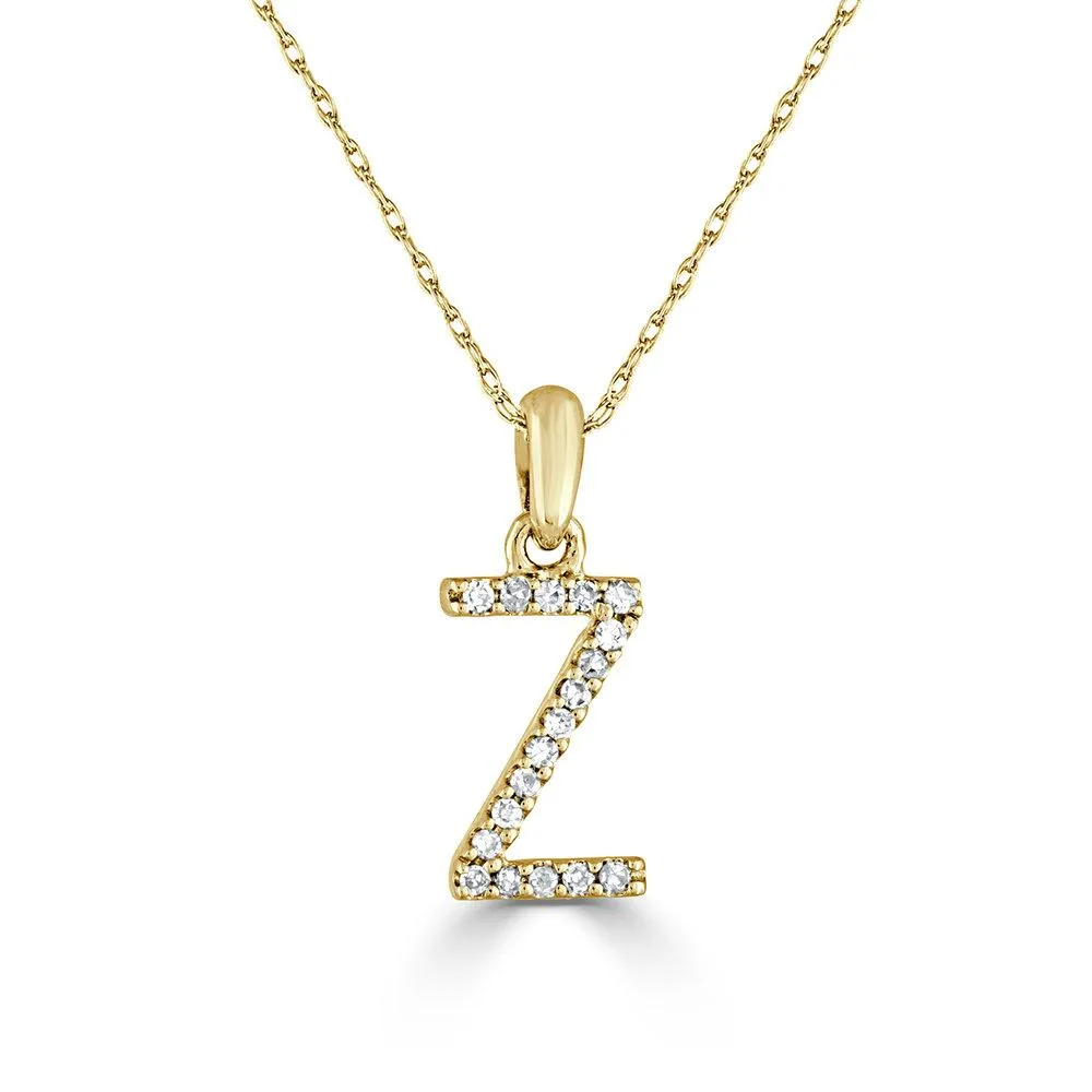 14k Gold & Diamond Initial Necklace