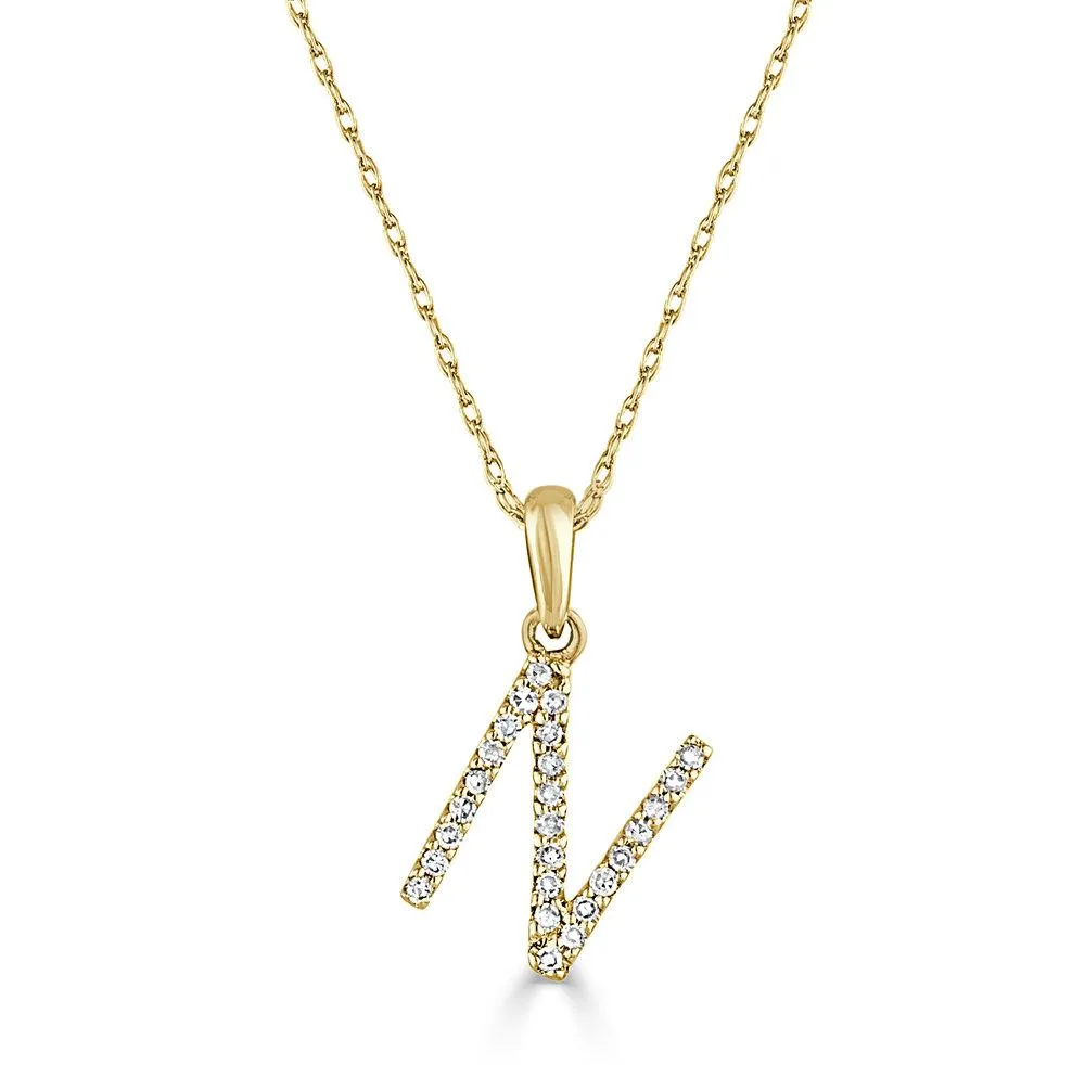 14k Gold & Diamond Initial Necklace