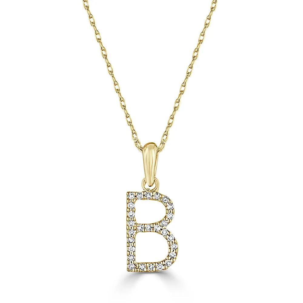 14k Gold & Diamond Initial Necklace