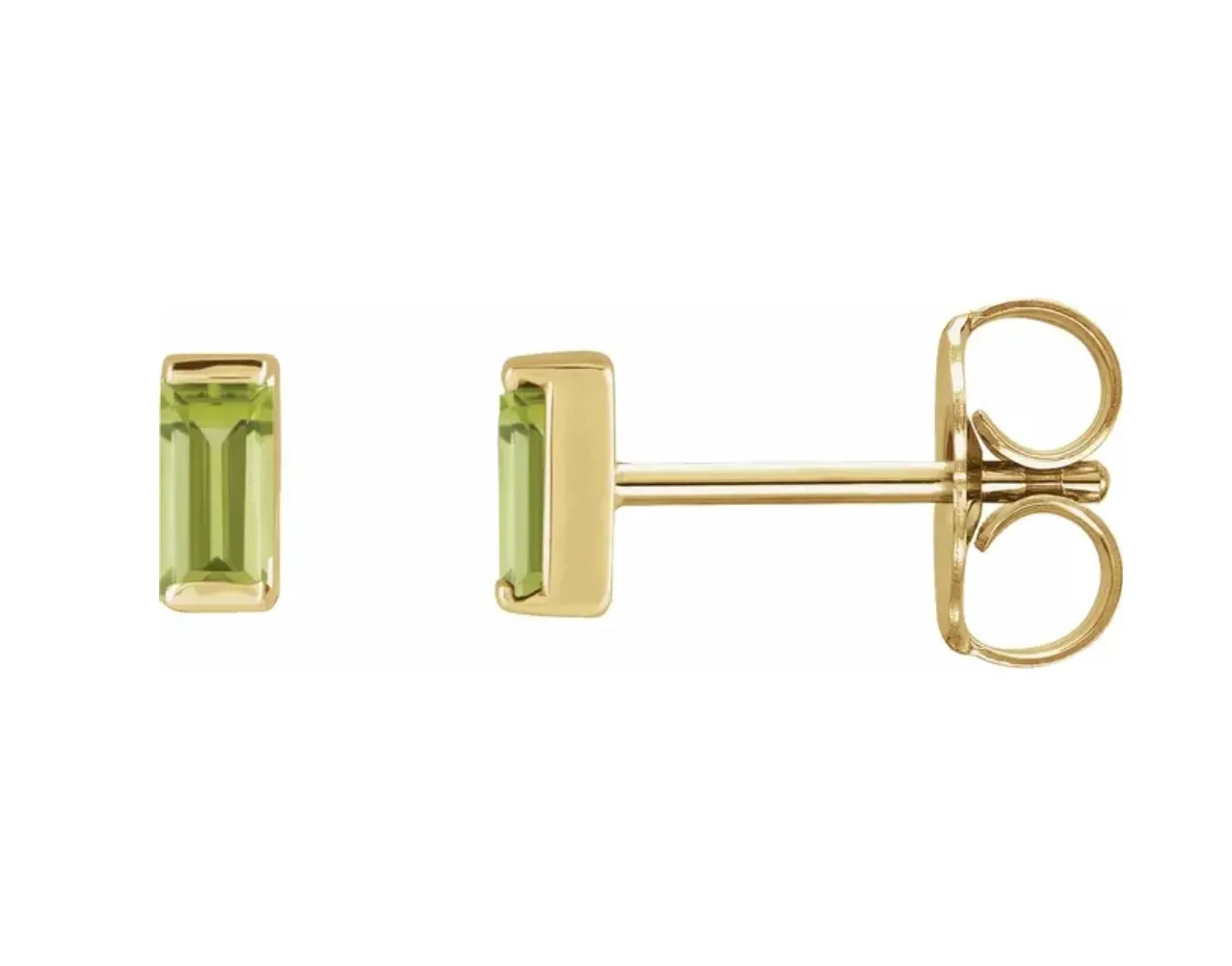 14K Gold Baguette Stud Earrings