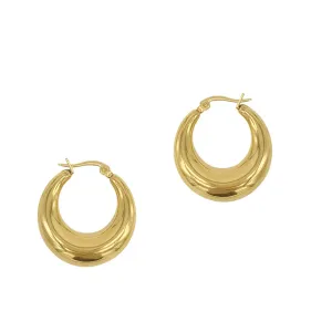 14k Gold Plated Domed Hoop Earrings