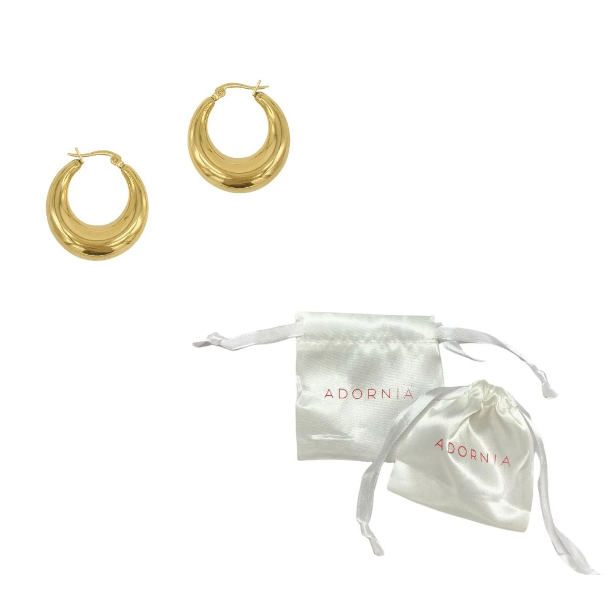 14k Gold Plated Domed Hoop Earrings