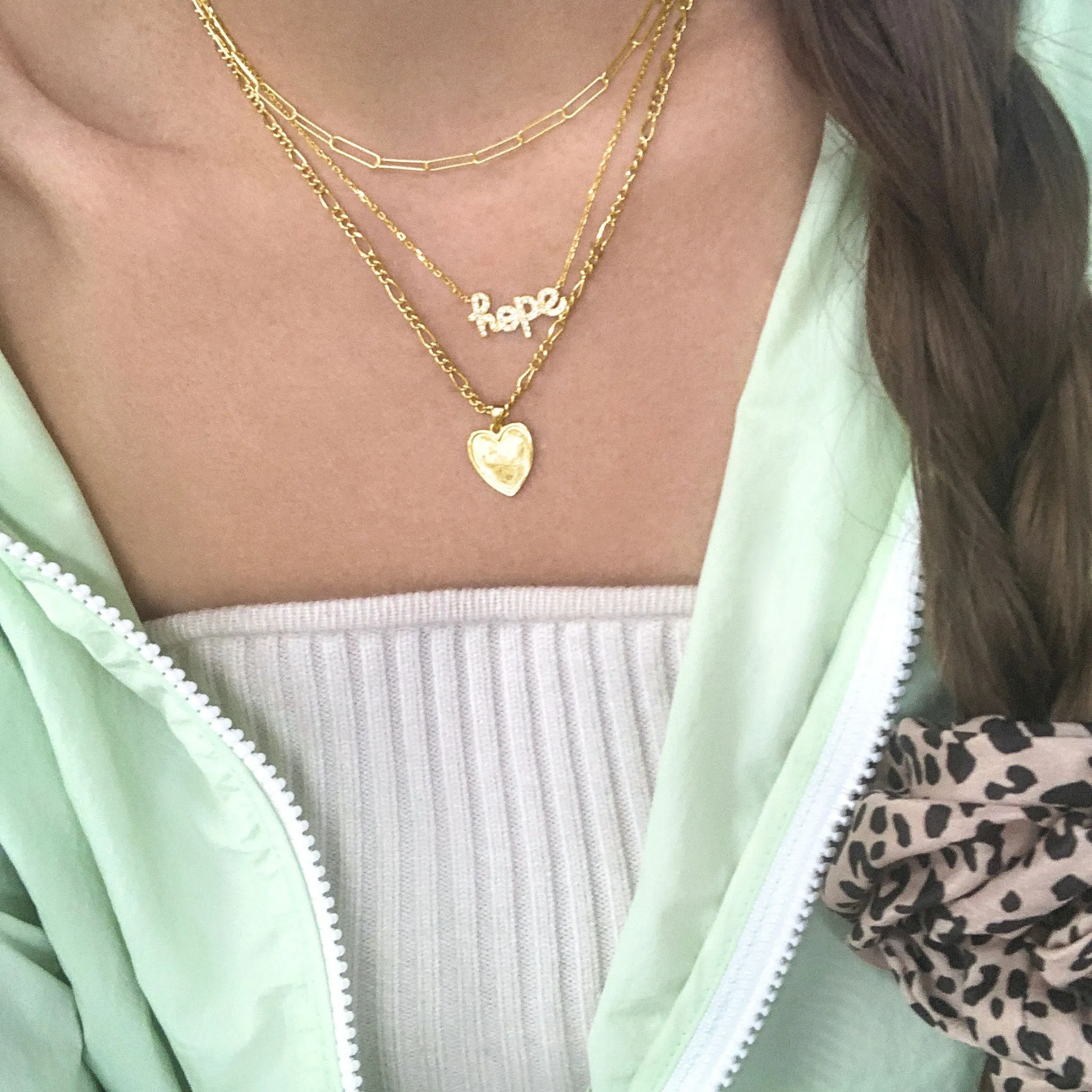 14k Gold Plated Figaro Chain Heart Necklace