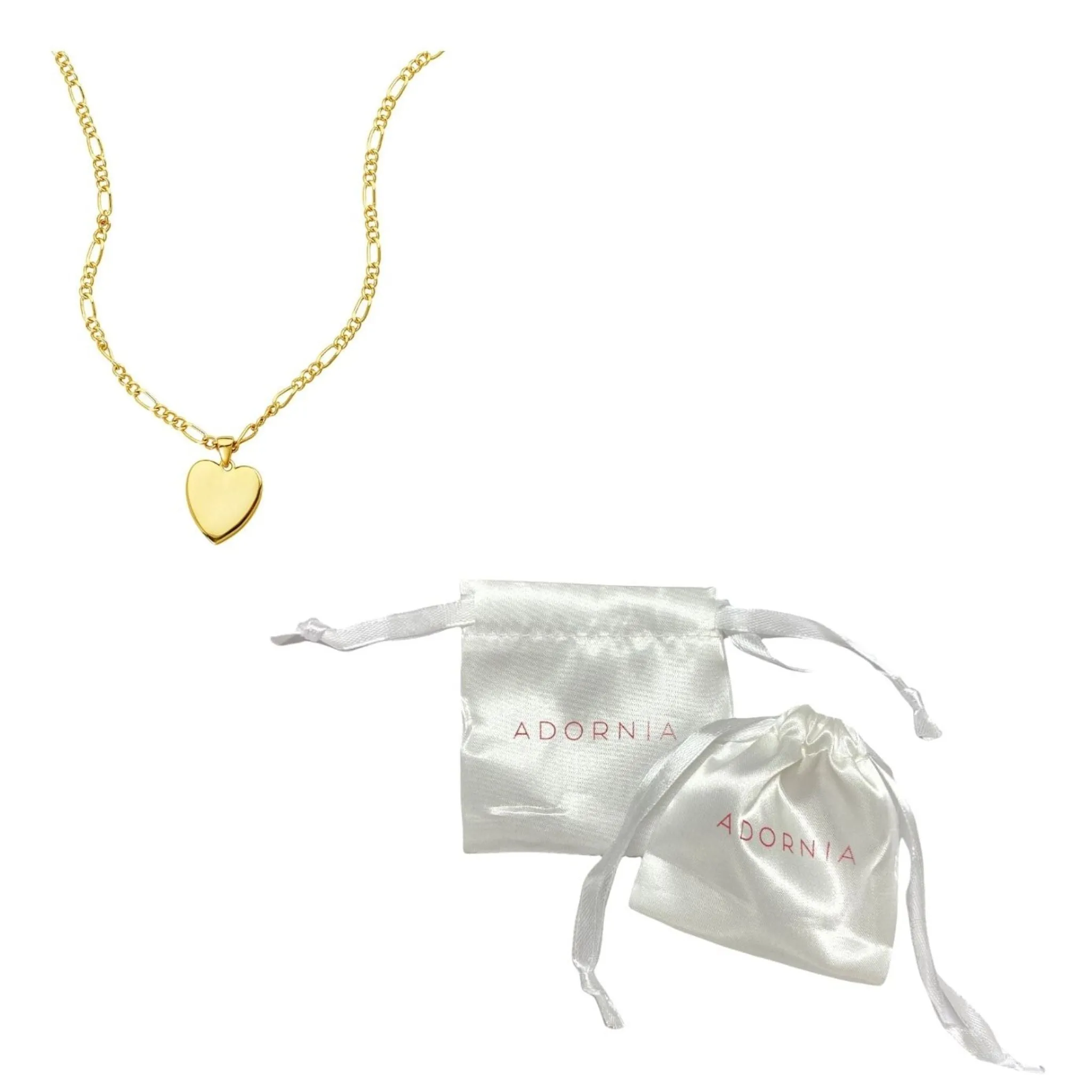 14k Gold Plated Figaro Chain Heart Necklace