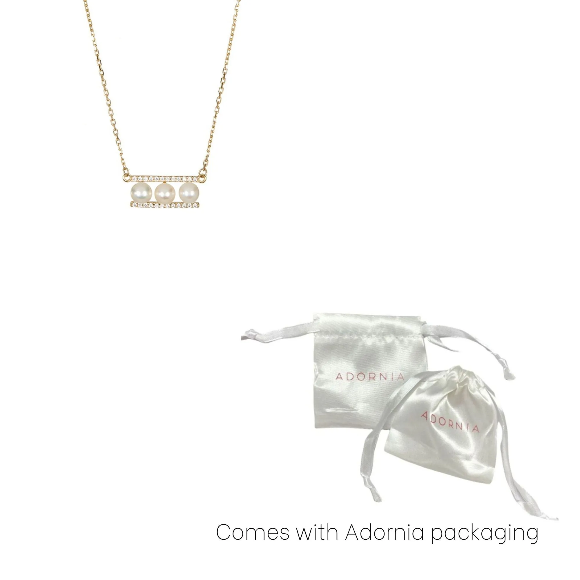 14k Gold Plated Pearl Bar Pendant Necklace