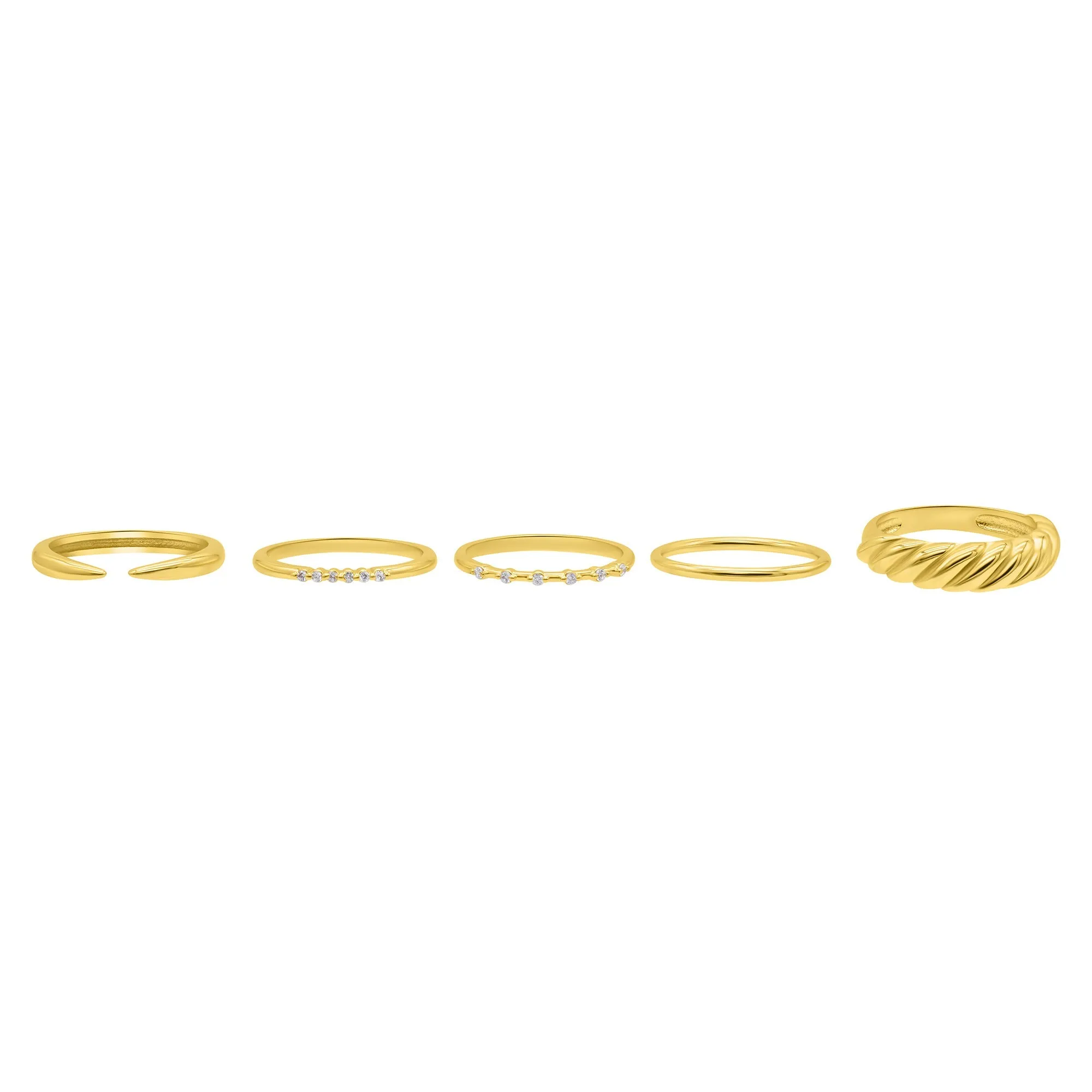 14k Gold Plated Set of 5 Stacking Bands