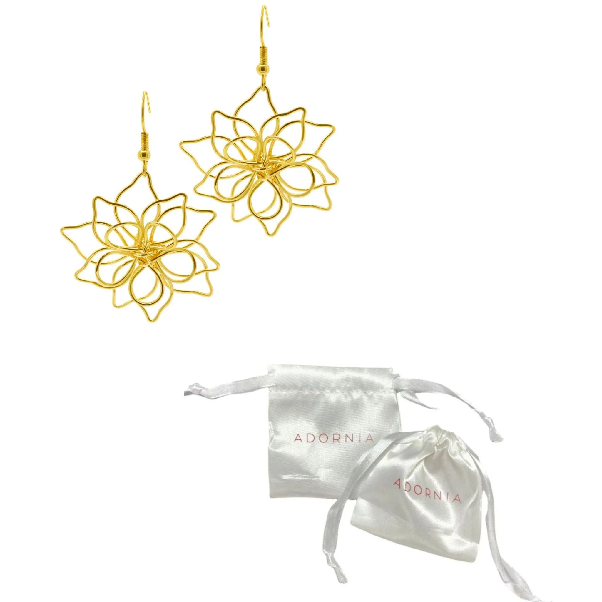 14k Gold Plated Wire Flower Earrings