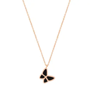 14k Rose Gold Plated Black Butterfly Necklace