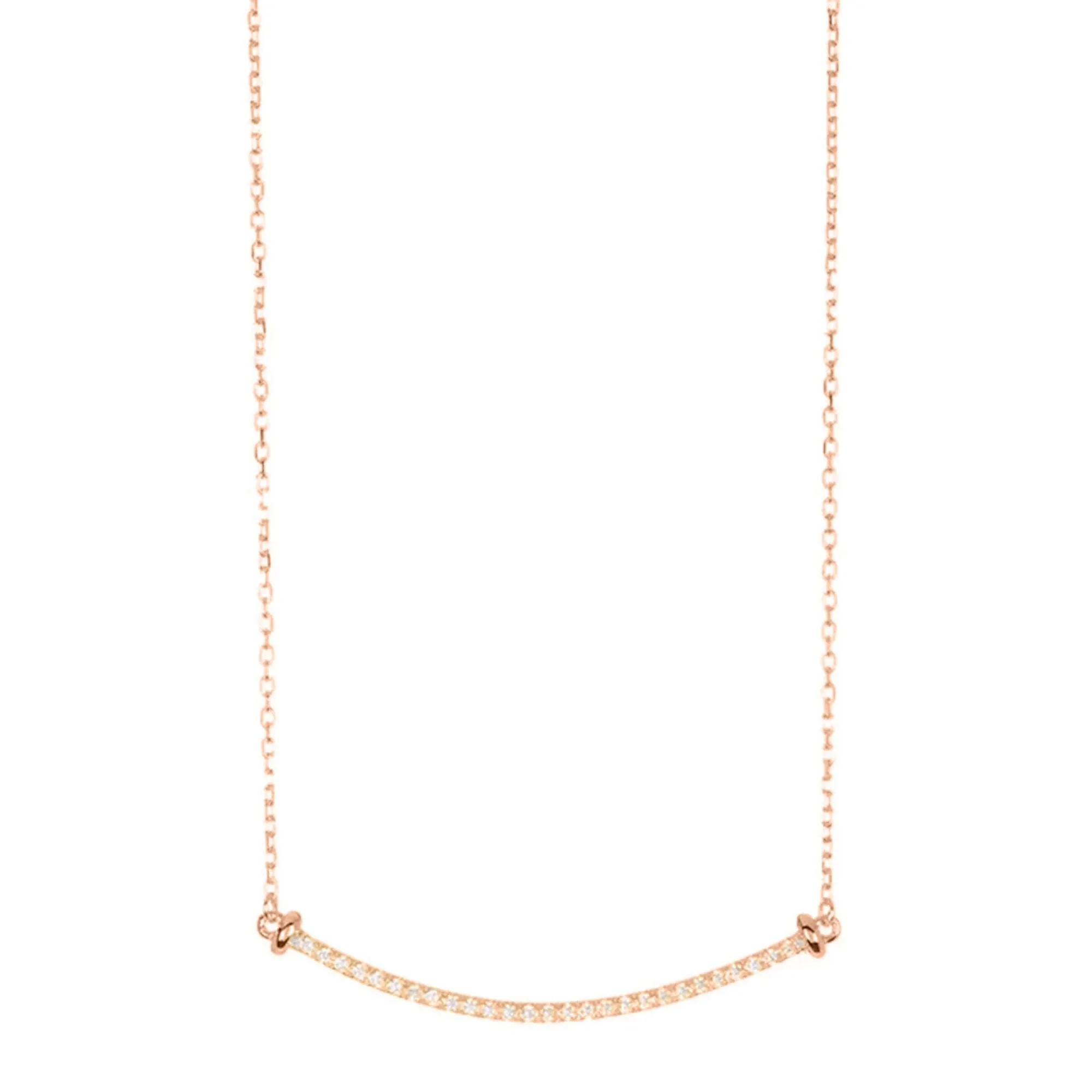 14k Rose Gold Plated Curved Bar Necklace