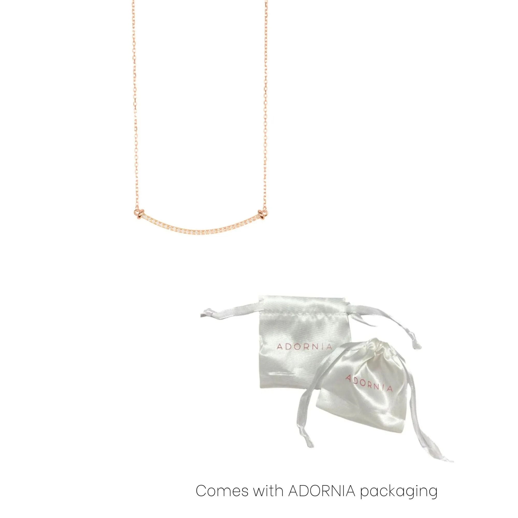 14k Rose Gold Plated Curved Bar Necklace