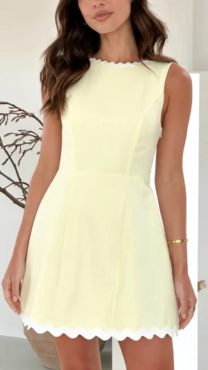 Aceline Mini Dress - Lemon / White Billy J