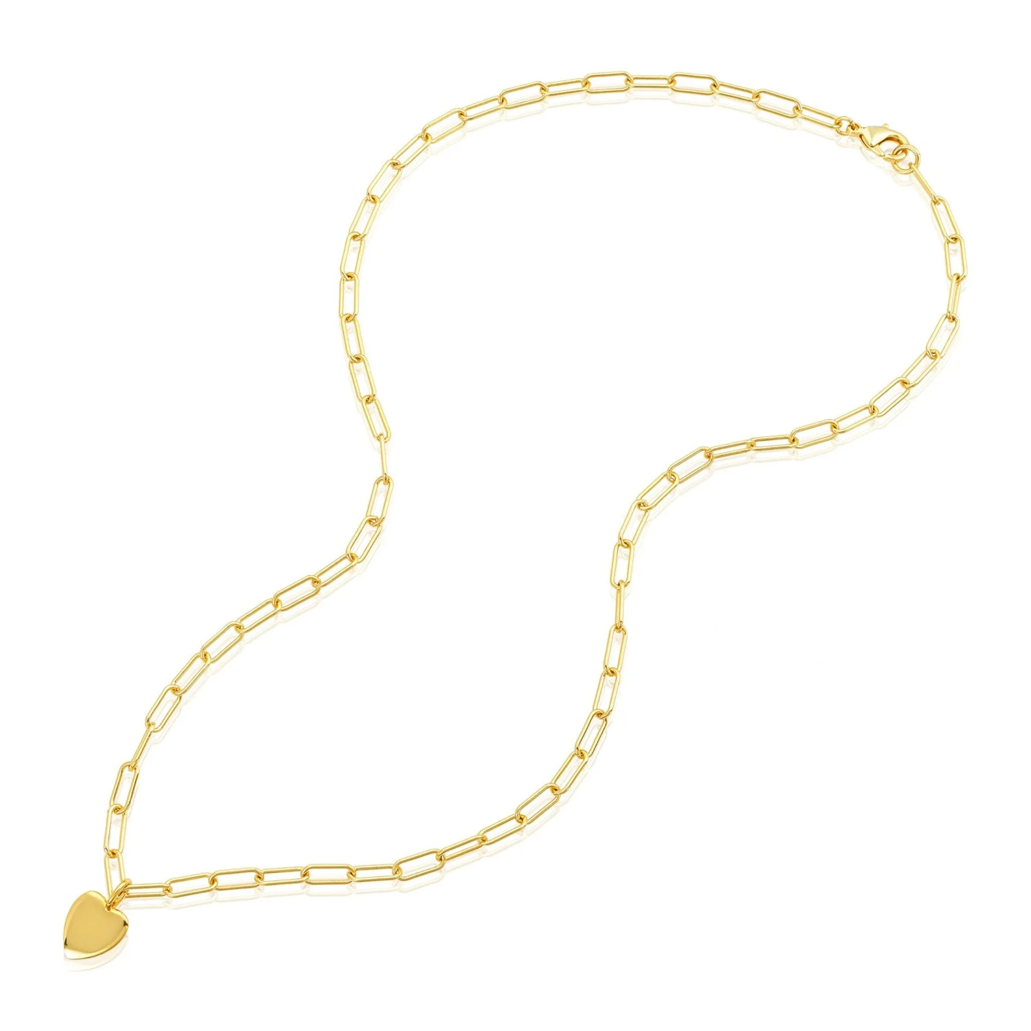Adornia 25" Heart Charm Paper Clip Chain Necklace gold