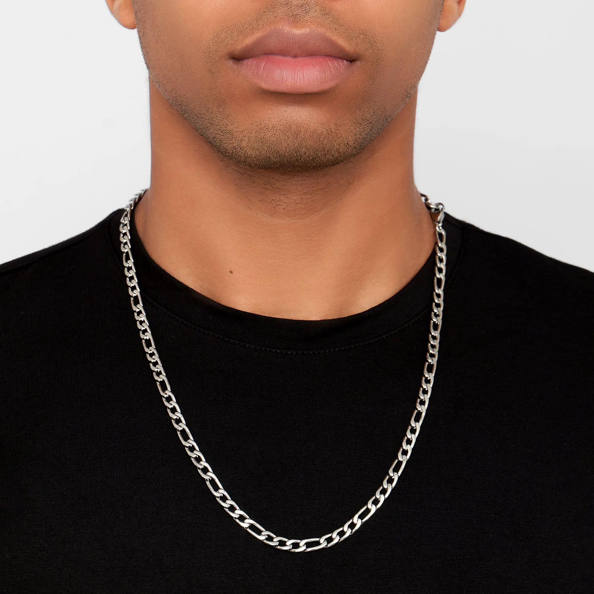 Adornia 6mm Figaro Chain silver 24"