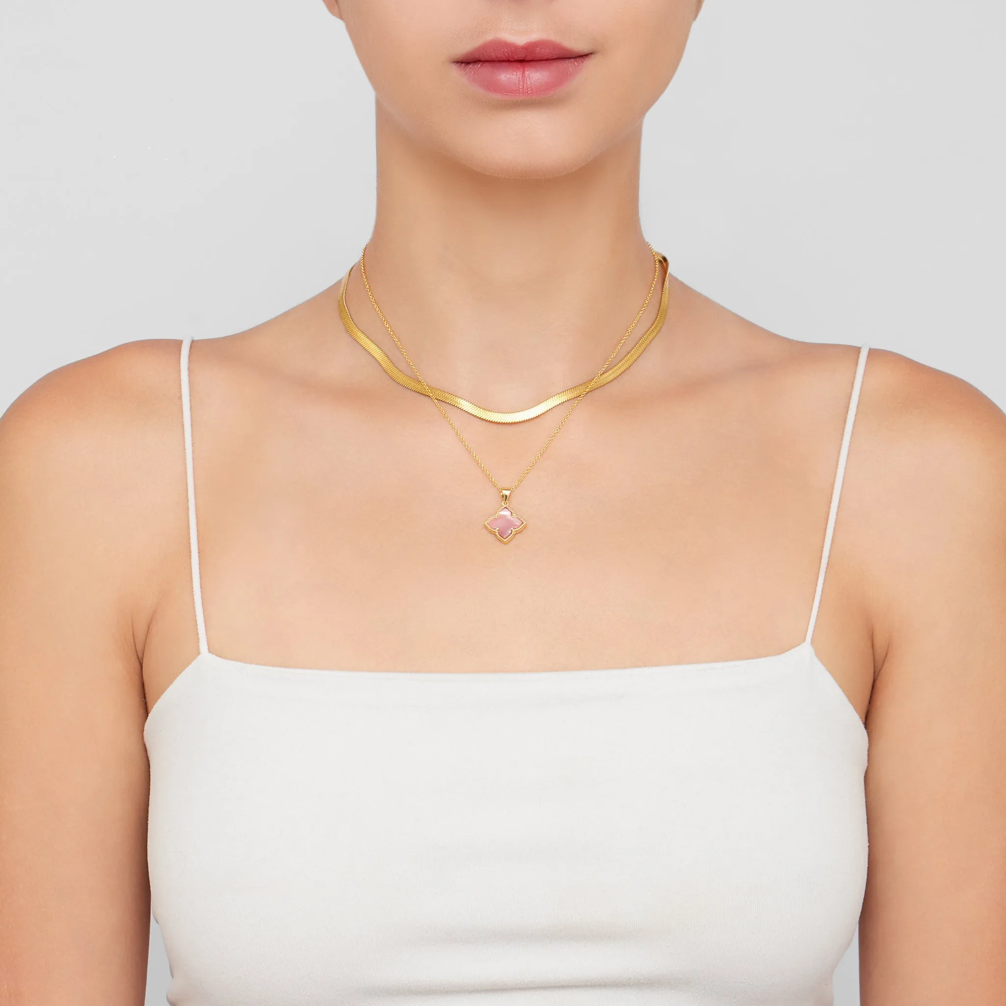 Adornia Adornia Flower Mother of Pearl Necklace gold pink