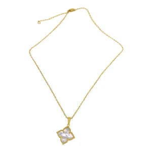 Adornia Adornia Flower Mother of Pearl Necklace gold white