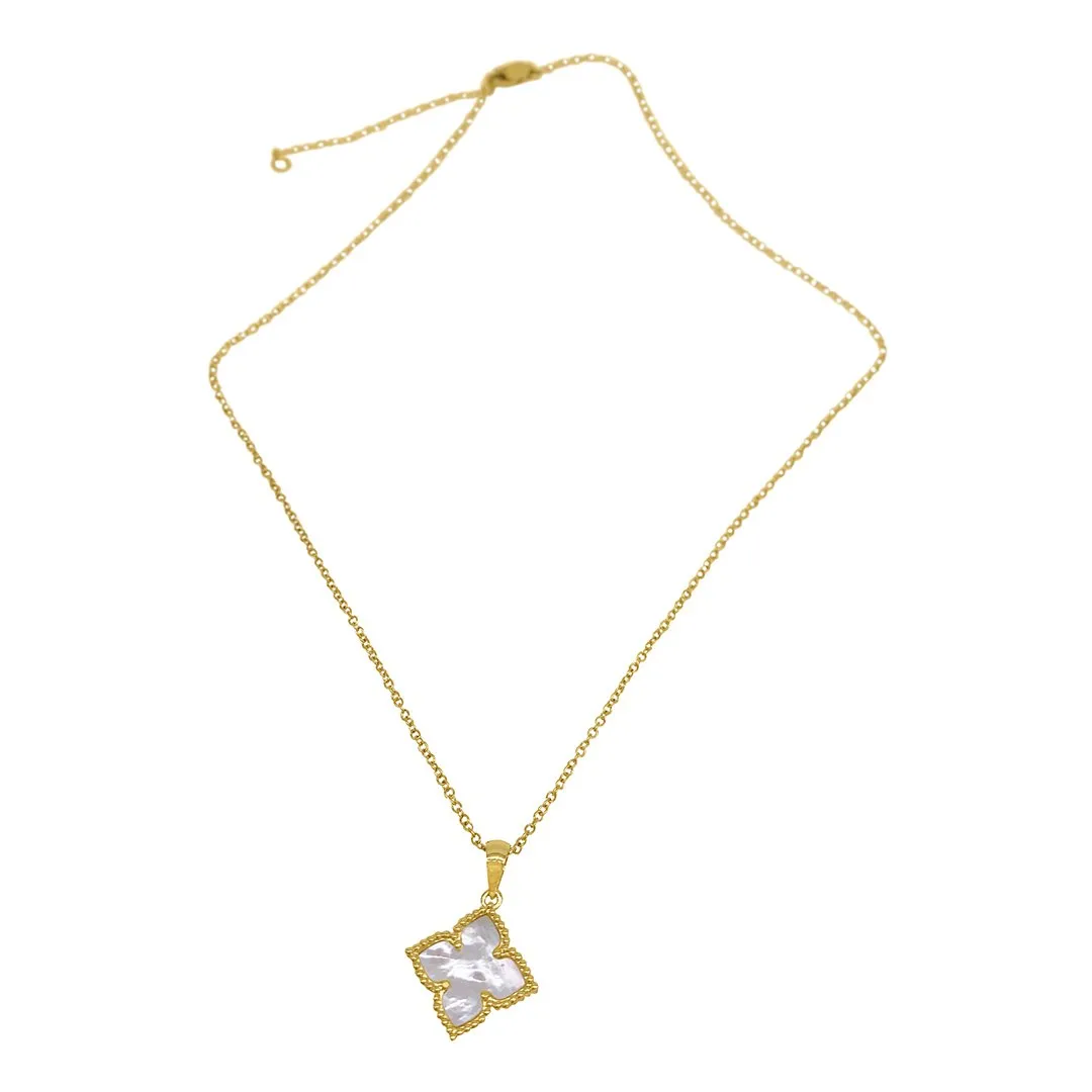 Adornia Adornia Flower Mother of Pearl Necklace gold white