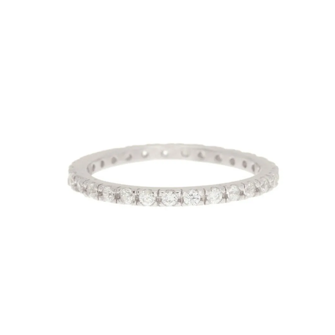 Adornia  Crystal Eternity Band Ring silver