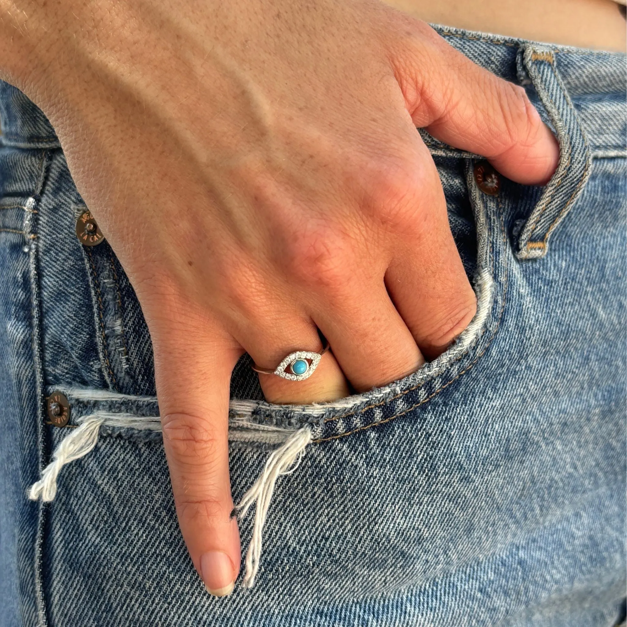 Adornia Evil Eye Ring silver