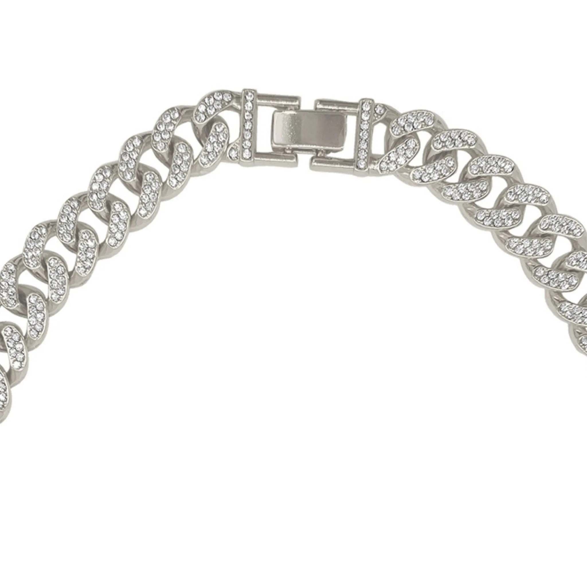 Adornia Flat Curb CZ Chain Necklace silver