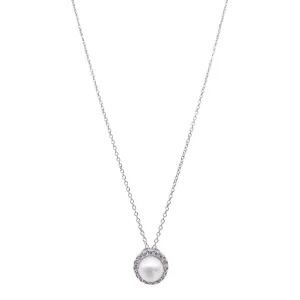 Adornia Floating Freshwater Pearl Halo Necklace silver
