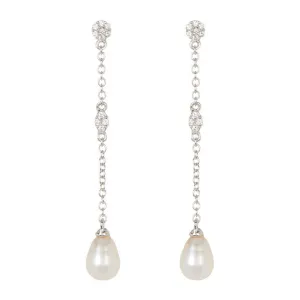 Adornia Freshwater Pearl and Crystal Drop Earrings silver