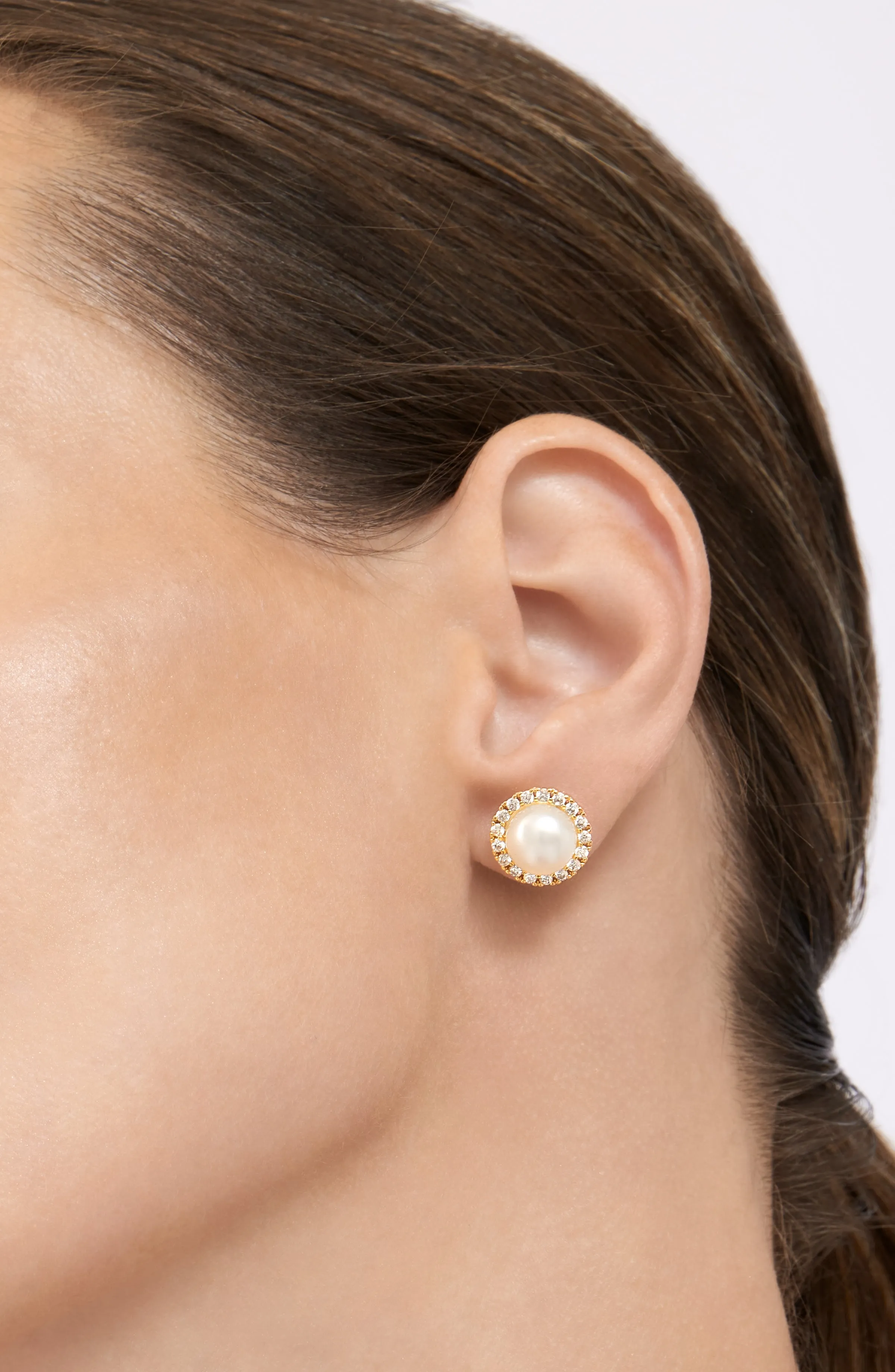 Adornia Freshwater Pearl Halo Earrings gold