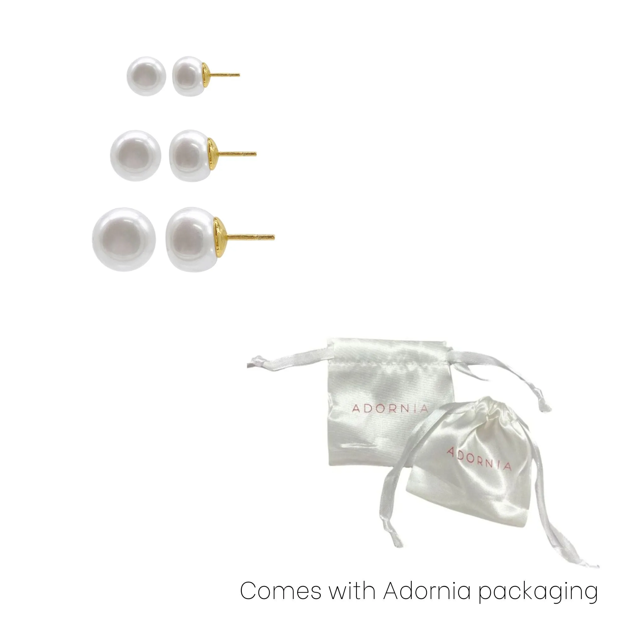 Adornia Freshwater Pearl Stud Set gold