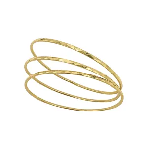 Adornia Hammered 3mm Bangle Set gold
