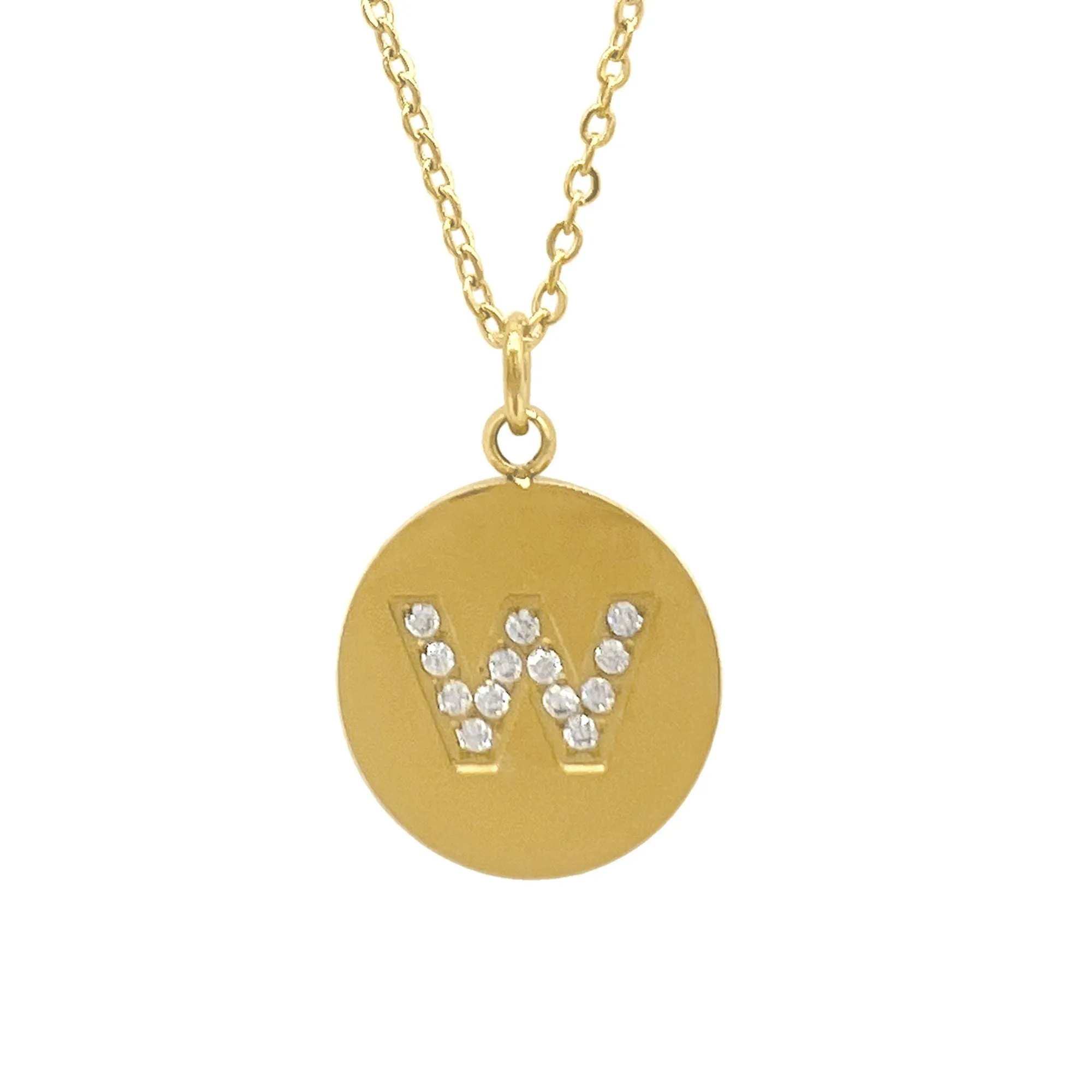 Adornia Initial Circle Disc Necklace gold