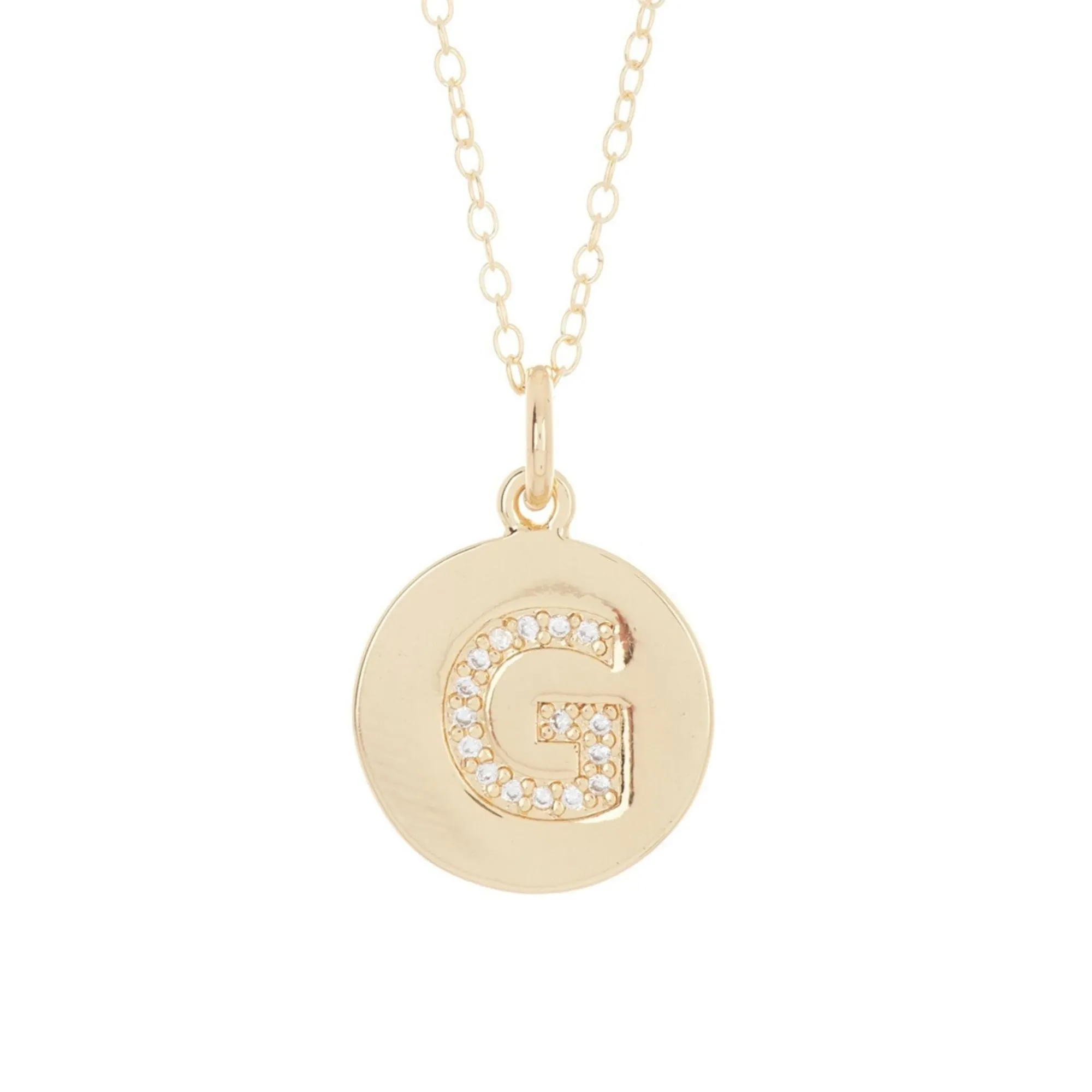 Adornia Initial Circle Disc Necklace gold