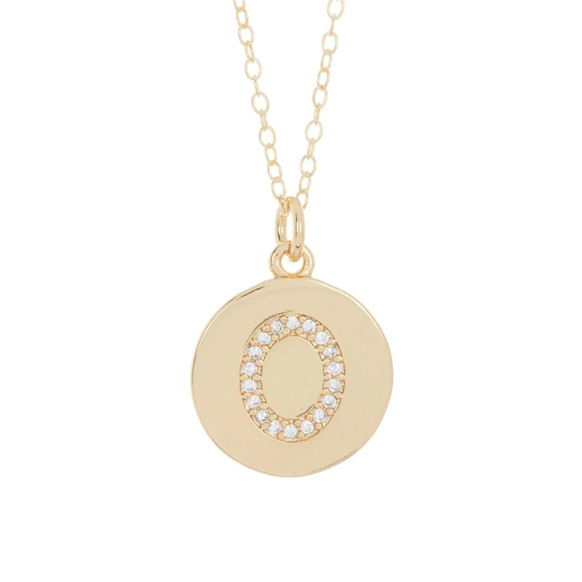 Adornia Initial Circle Disc Necklace gold