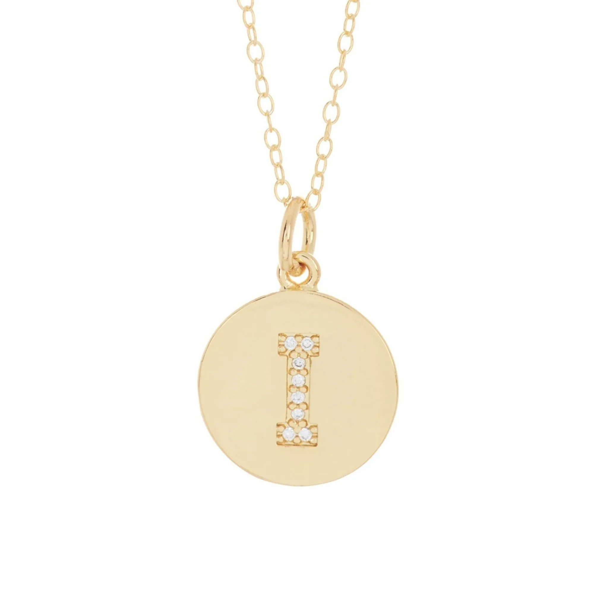Adornia Initial Circle Disc Necklace gold
