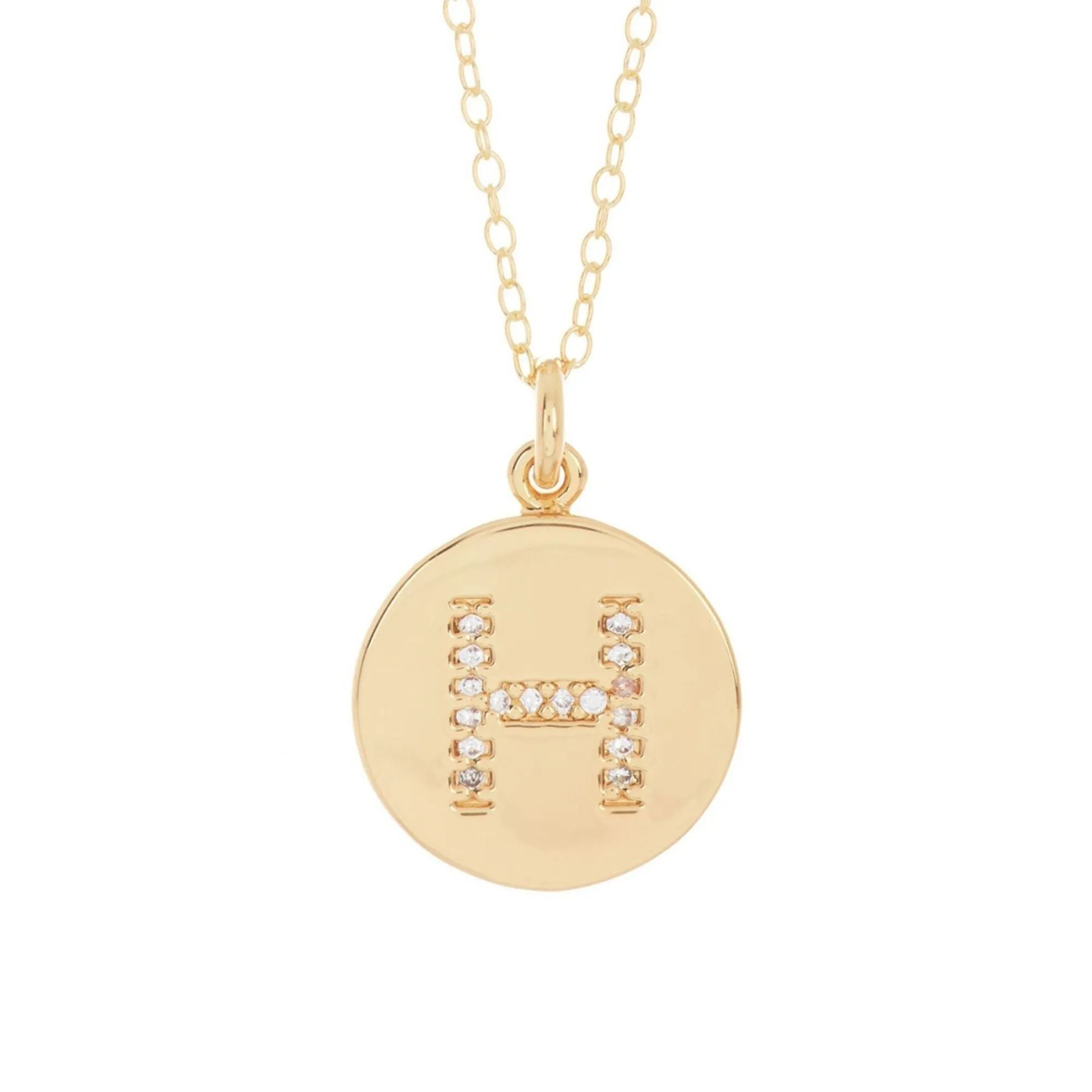 Adornia Initial Circle Disc Necklace gold