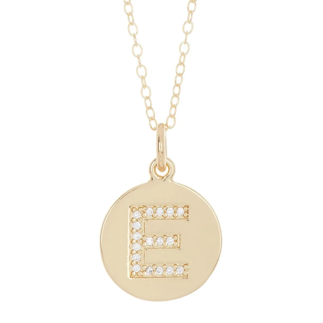 Adornia Initial Circle Disc Necklace gold