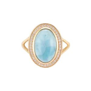 Adornia Larimar Halo Ring 14k gold vermeil