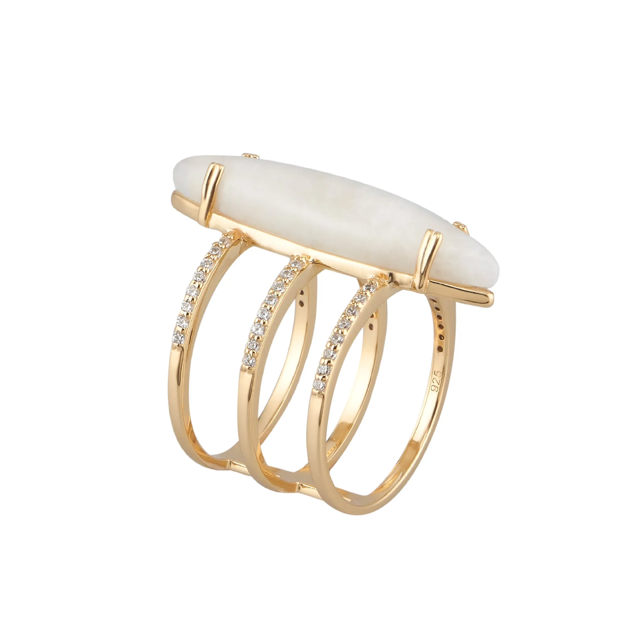 Adornia Moonstone Marquis Ring 14k gold vermeil