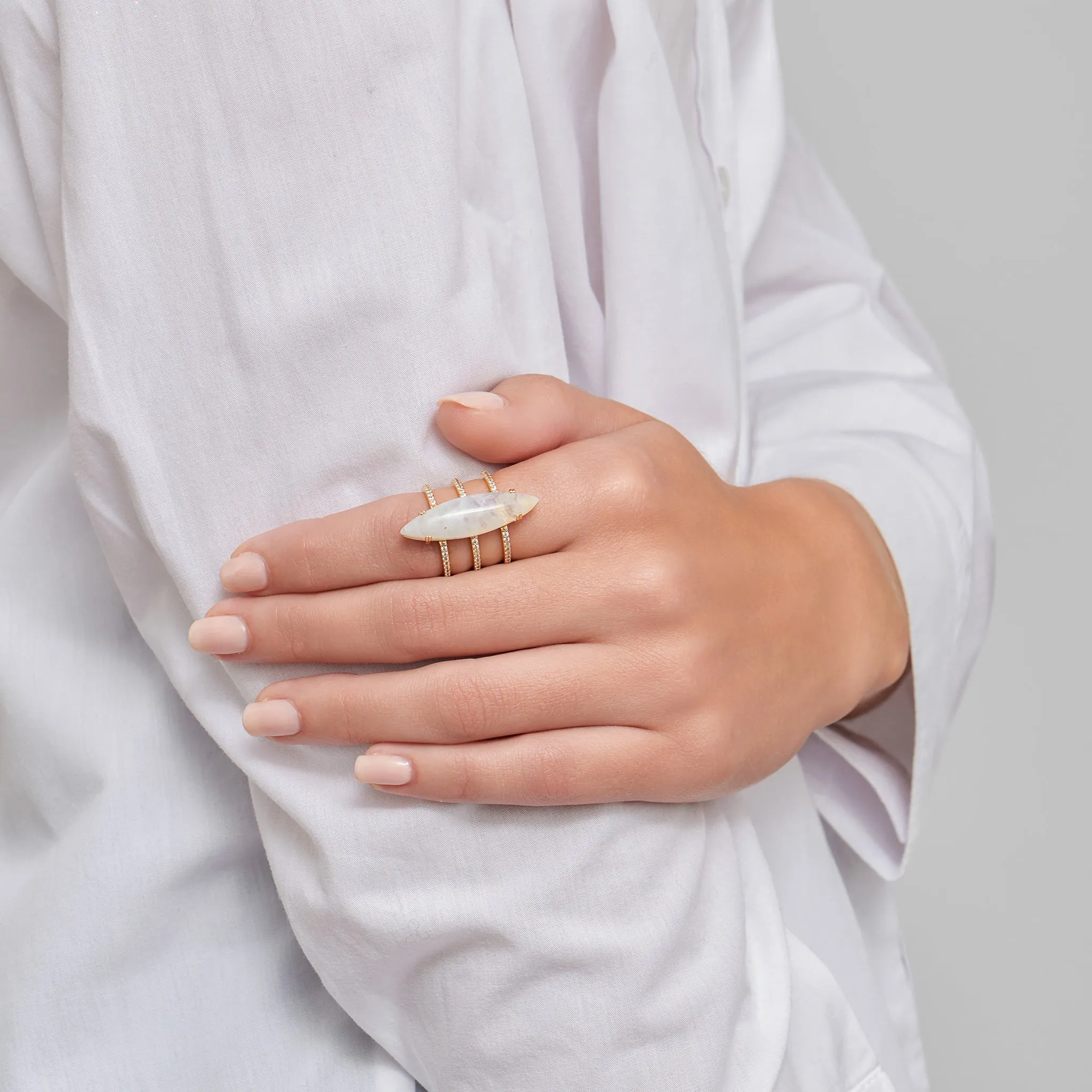 Adornia Moonstone Marquis Ring 14k gold vermeil