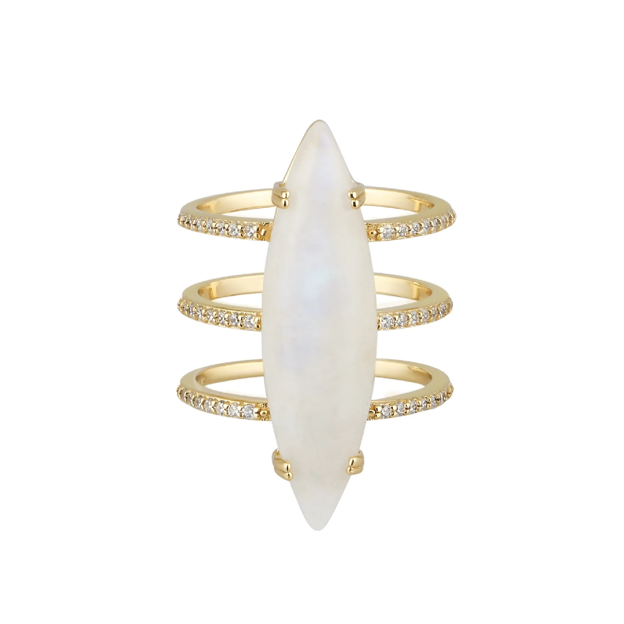 Adornia Moonstone Marquis Ring 14k gold vermeil