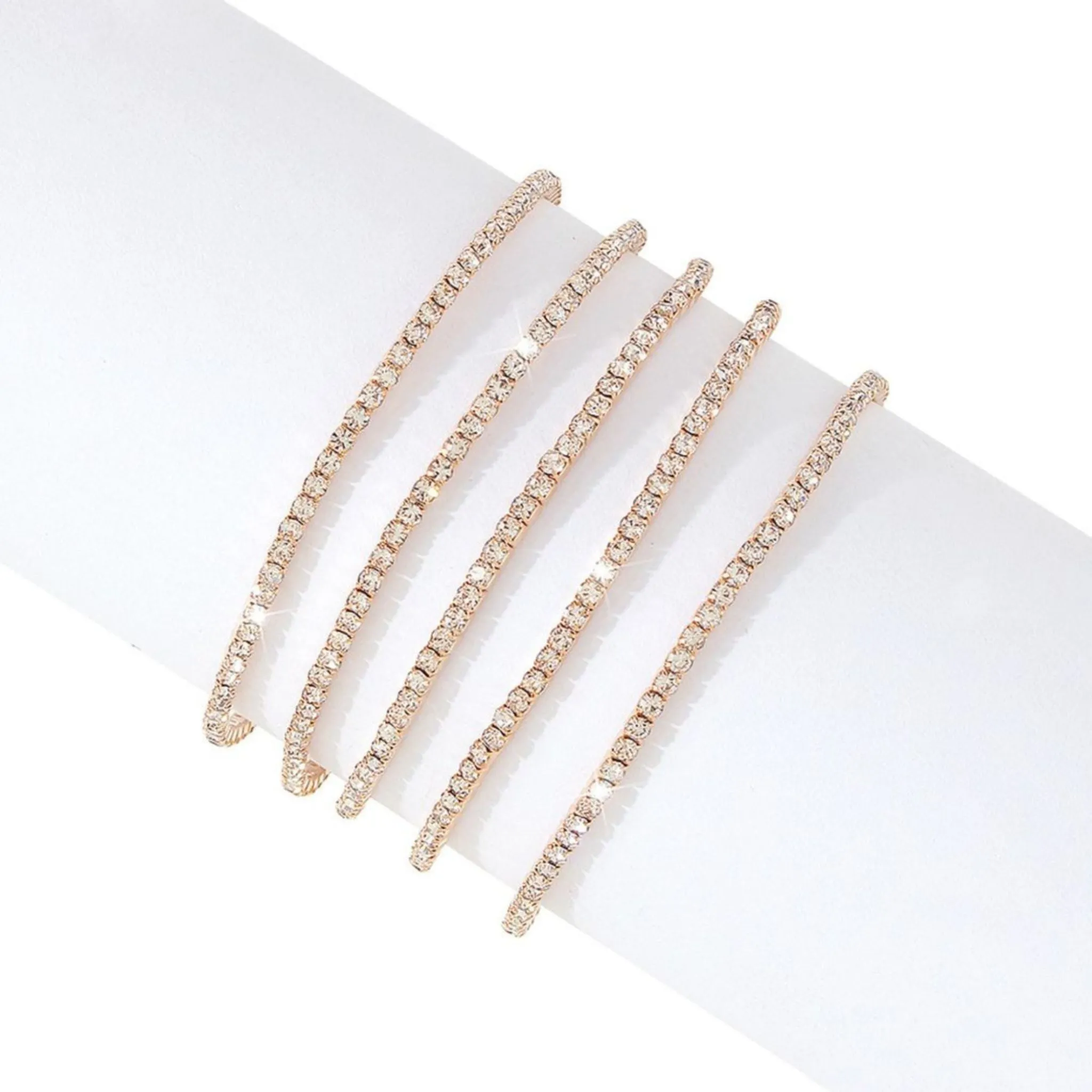 Adornia Multi Stretch Crystal Bracelet Set gold