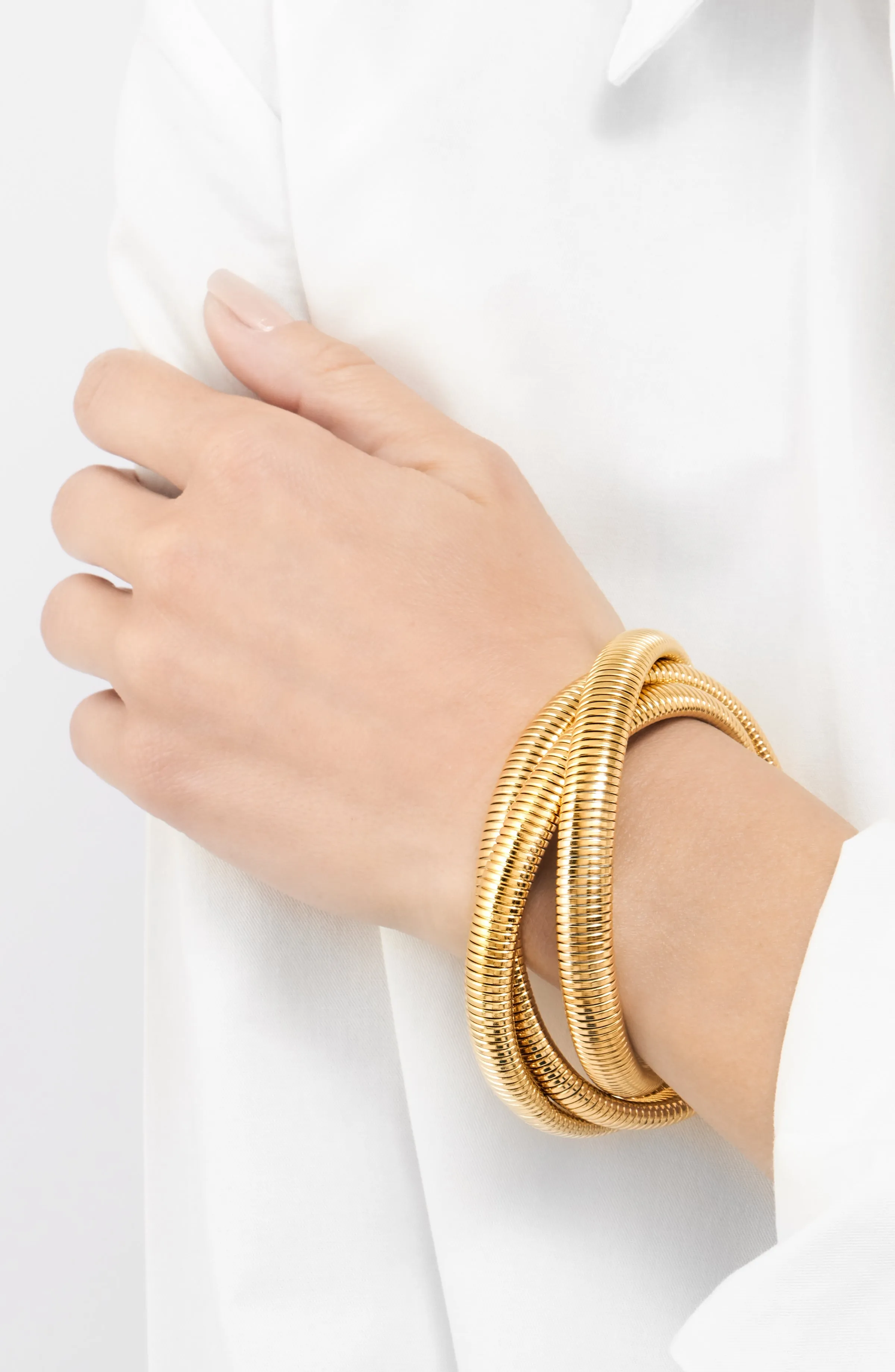 Adornia Omega Chain Triplet Bracelet gold