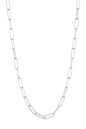 Adornia Paper Clip Chain White Rhodium Silver